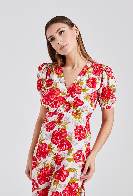 Faithfull The Brand Bellavista Midi Dress Isadora Floral Red